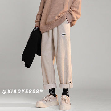 High Street Corduroy Thicken Men's Pants Fashion Design Brand Loose Straight Male Casual Warm Trousers Streetwear Pants aidase-shop